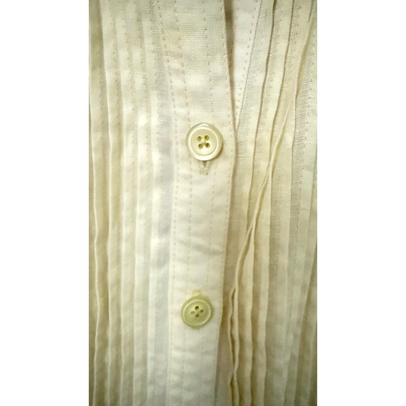 Jones NY Linen Button Down Pleated Front Jacket Pastel Yellow Soft Girl Size 18 - Picture 5 of 12